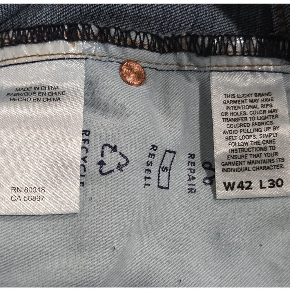 Lucky Brand 223 Jeans Mens 42x30 Straight Leg Blue Denim Medium Wash Stretch